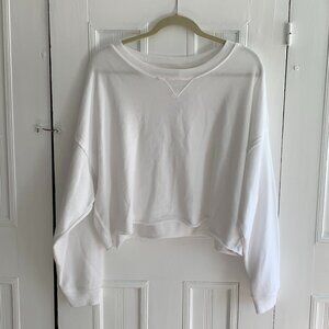 Free People FP Movement White Cropped Pullover Sweatshirt NWT